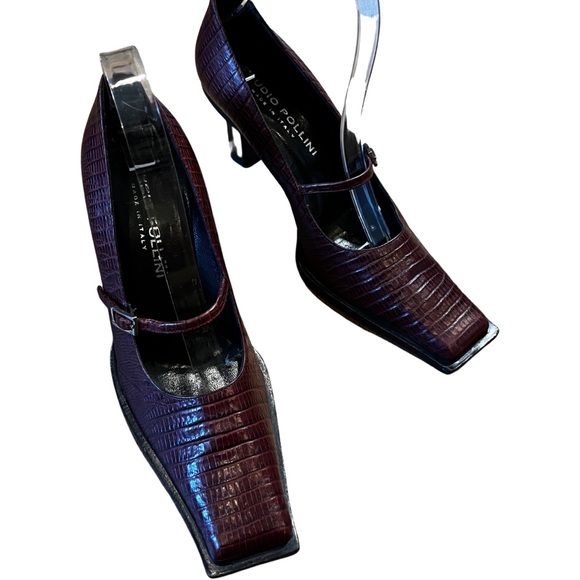 STUDIO POLLINI Embossed Leather Croc Square Mary Jane Pump 36 EU 6 US $875 RARE - Picture 2 of 5